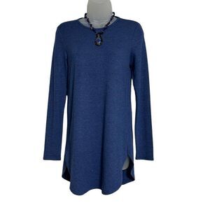 Lori Goldstein Tunic Top Women's Size XS Blue Melange Curvy Hemline Blouse